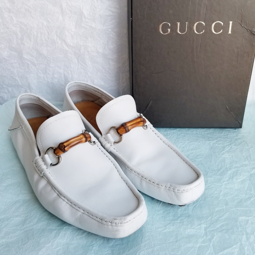 Gucci White Calf Leather Loafers